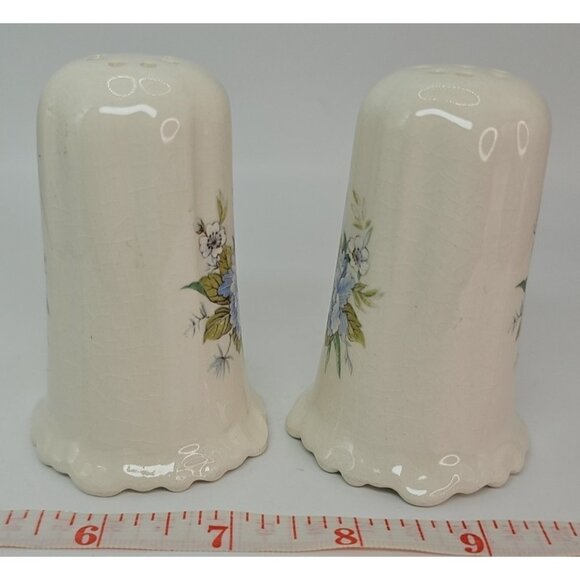 Vintage Salt and Pepper Shakers Ceramic White with Floral Motif 2 1/2" x 2" - Picture 5 of 12